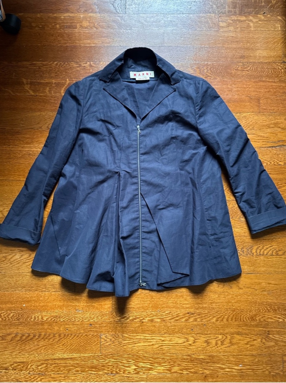 Marni Women's Peplum Zip Blazer Blue Size 6